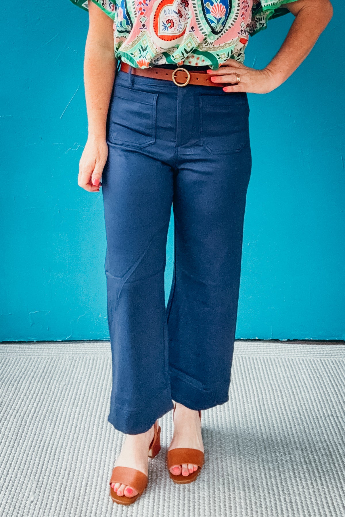 Evelyn Scallop Hem Wide Leg Pants