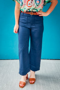 Evelyn Scallop Hem Wide Leg Pants