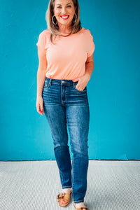 Reese Fab Ab High Waist Ankle Slim Straight Leg Jeans