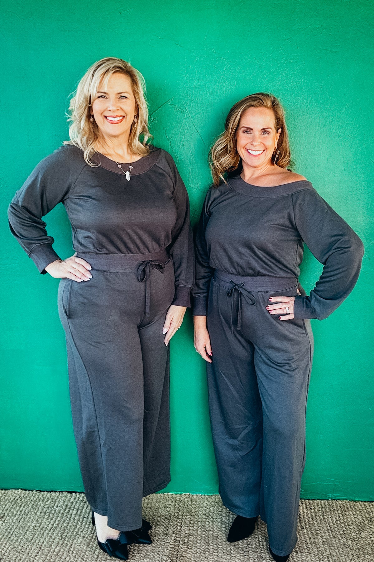 Cecily Wide Neck Off The Shoulder Knit Jumpsuit