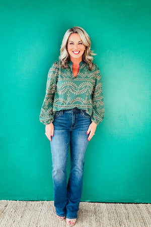 Vera Eyelet Long Sleeved Top