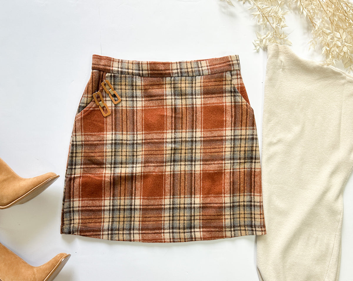 Preppy Plaid Wool Mini Skirt