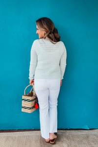 Iris Long Sleeve Button Down Pointelle Knit Cardigan