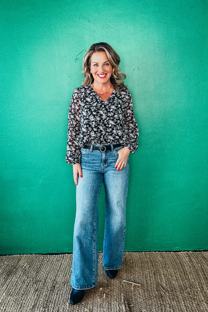 Grace Flower Print Pleat Detail Blouse