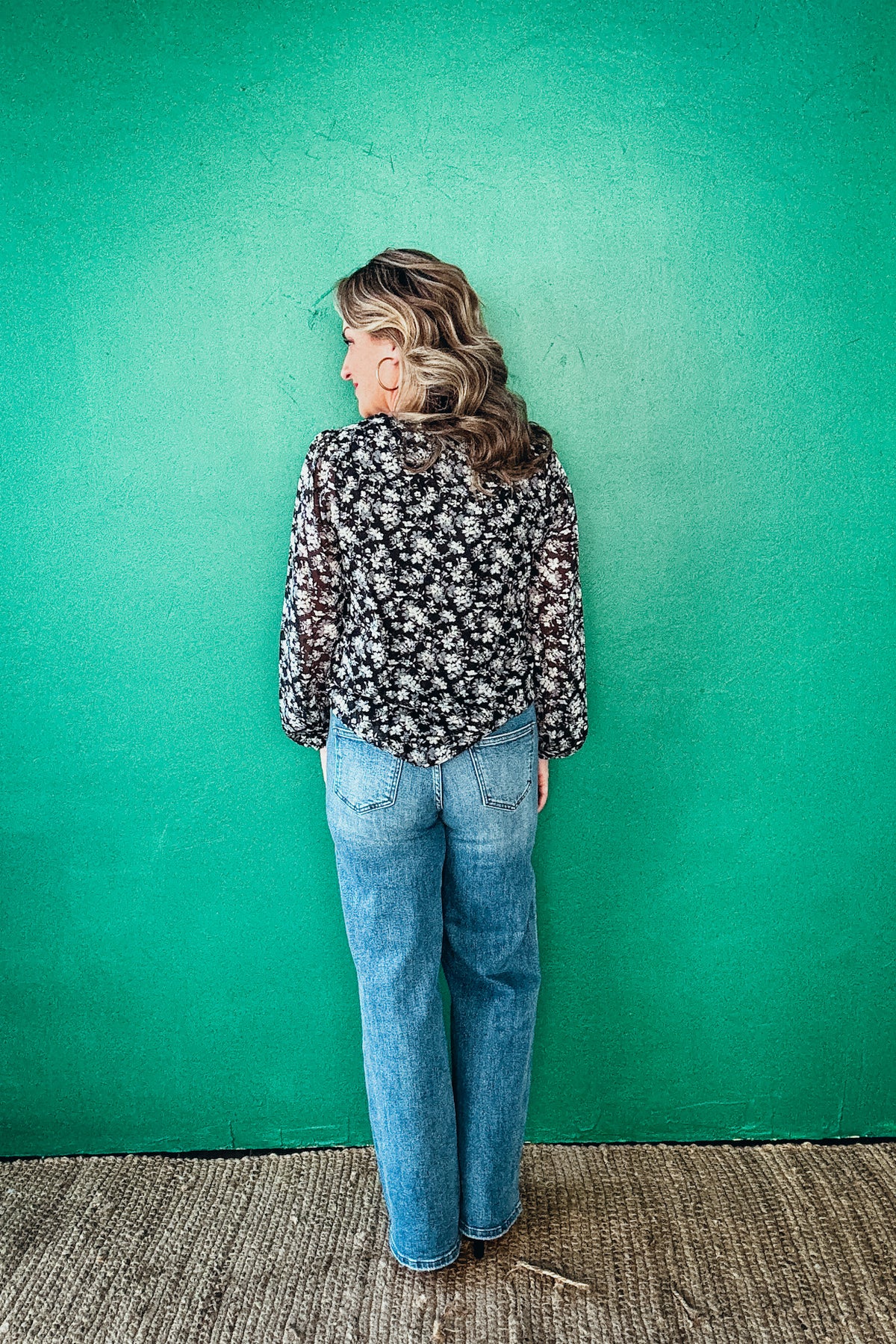 Grace Flower Print Pleat Detail Blouse