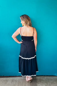 Sunny Ric Rac Trim Detail Maxi Strap Dress