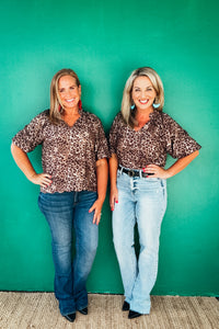 Farah Bubble Sleeved Animal Print Blouse