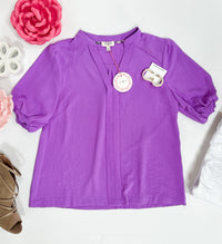 Lylah Blouse with 3/4 Smocked Cuffed Sleeves