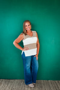 Berniece Scoop Neck Striped Sweater Tank