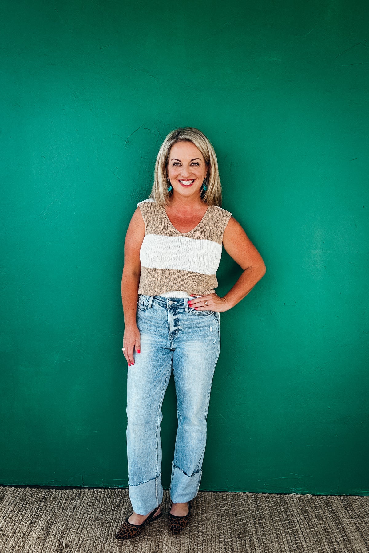 Berniece Scoop Neck Striped Sweater Tank