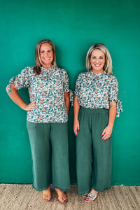 Audrey Tie Sleeve Ditzy Floral Print Blouse