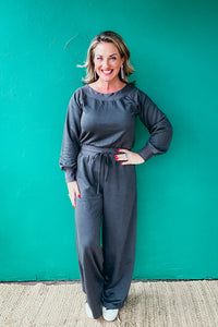 Cecily Wide Neck Off The Shoulder Knit Jumpsuit