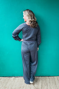 Cecily Wide Neck Off The Shoulder Knit Jumpsuit