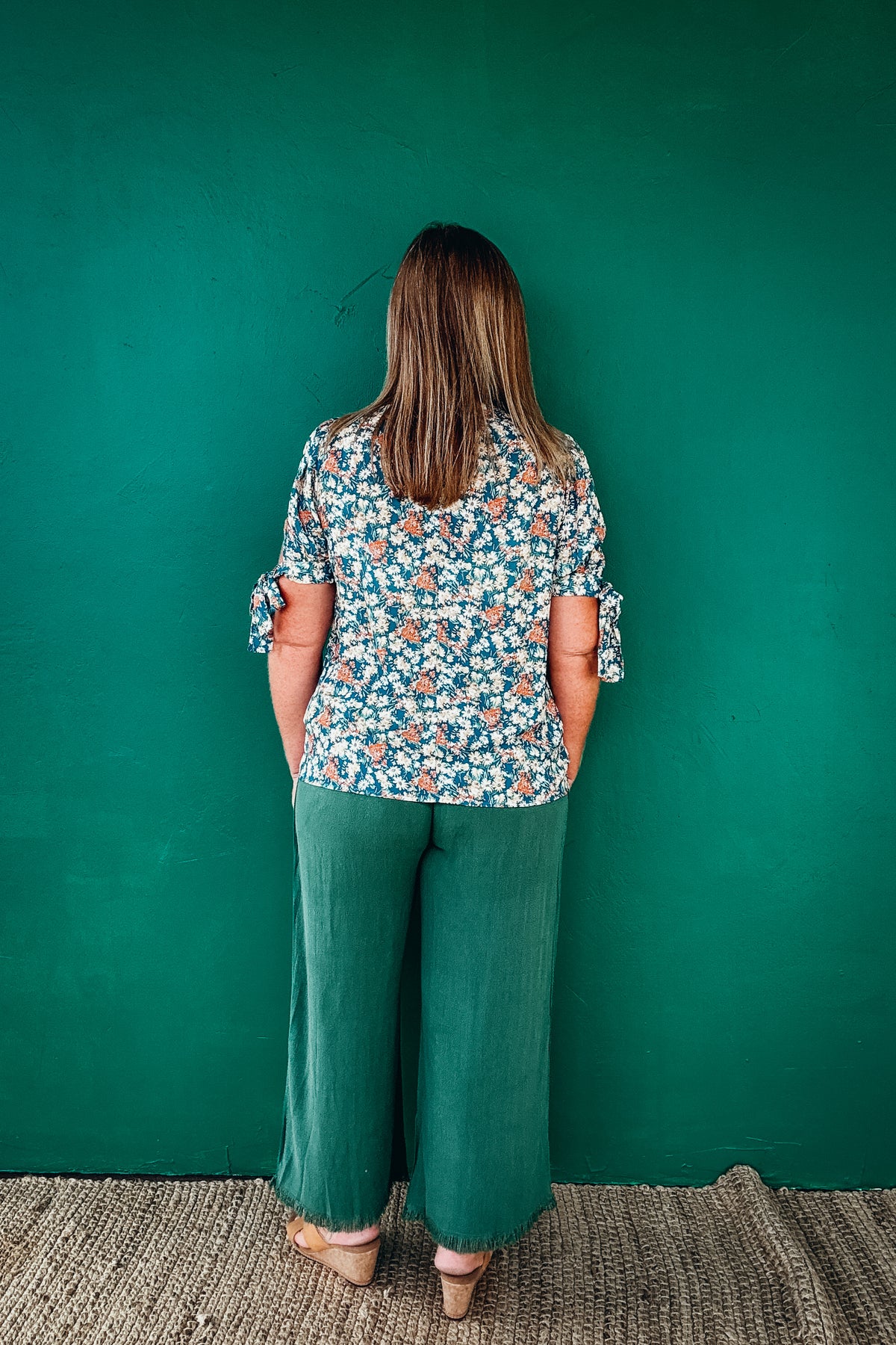 Audrey Tie Sleeve Ditzy Floral Print Blouse