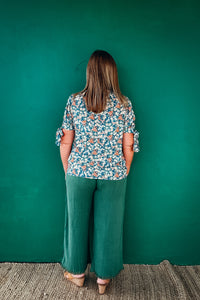 Audrey Tie Sleeve Ditzy Floral Print Blouse