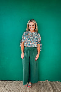 Audrey Tie Sleeve Ditzy Floral Print Blouse