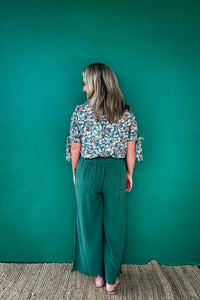 Audrey Tie Sleeve Ditzy Floral Print Blouse