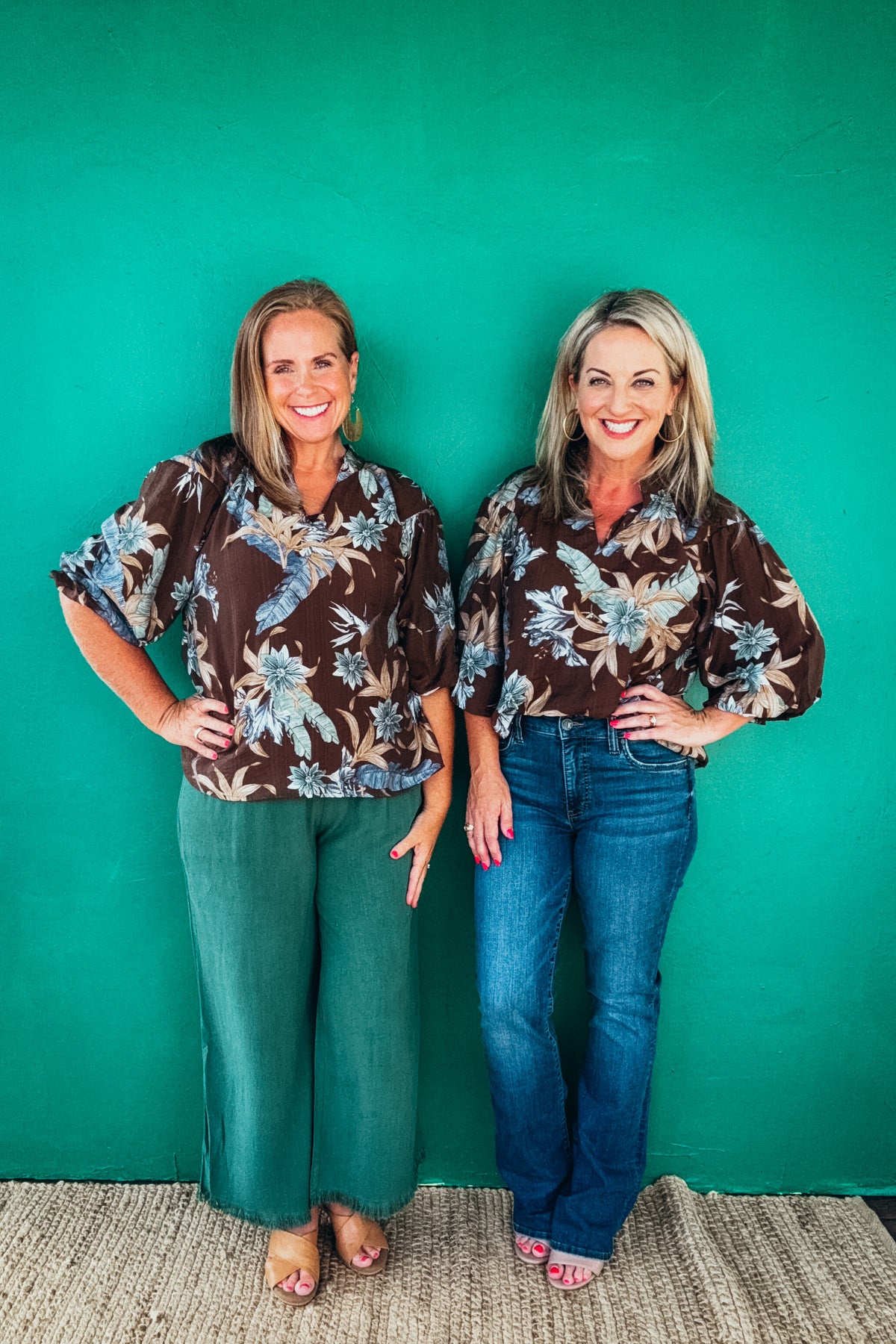 Maggie Floral Print Sheer V-Neck Blouse