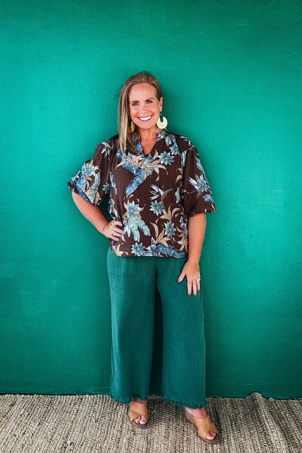 Maggie Floral Print Sheer V-Neck Blouse