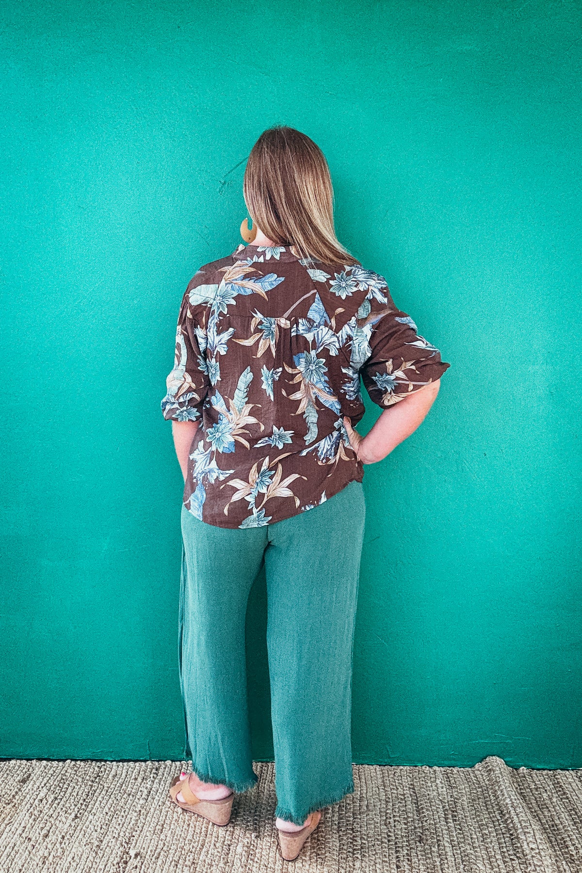 Maggie Floral Print Sheer V-Neck Blouse