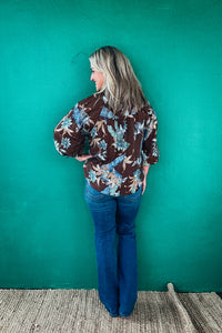 Maggie Floral Print Sheer V-Neck Blouse