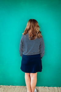 Henley Style Striped Sweatshirt