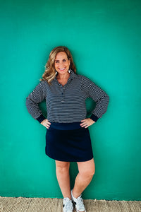 Henley Style Striped Sweatshirt