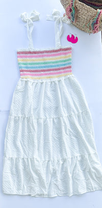 Colorful Smocked Tiered Dress