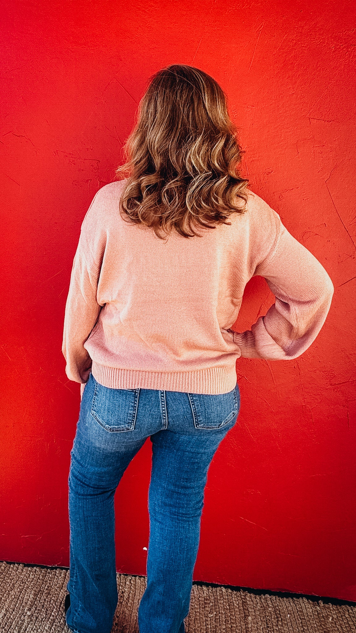 Howdy Embroidered Round Neck Oversized Sweater