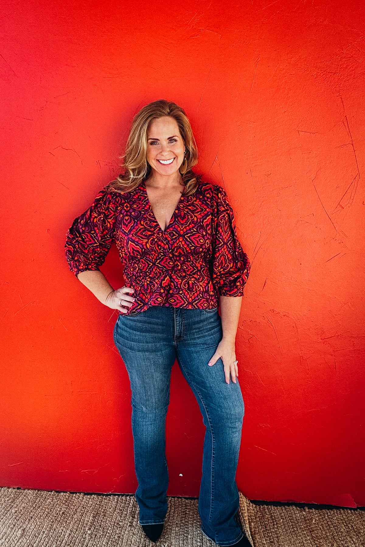 Florence Cinched Waist Flared Hem Top