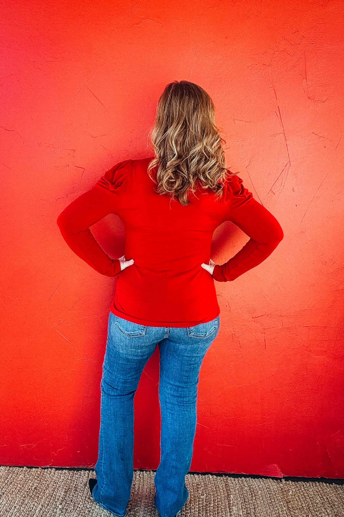 Charlotte Gathered Puff Sleeve Mock Neck Top