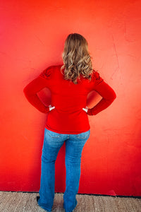 Charlotte Gathered Puff Sleeve Mock Neck Top