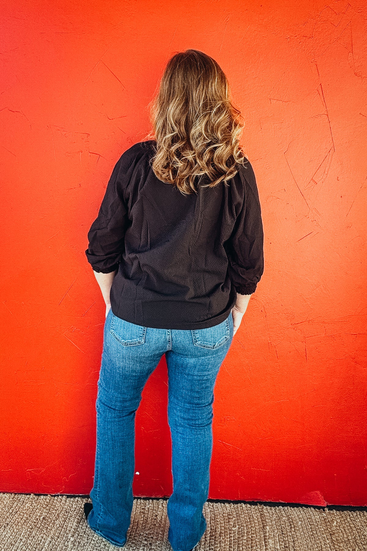 Pearl Puff Sleeves V Neck Leopard Collared Top