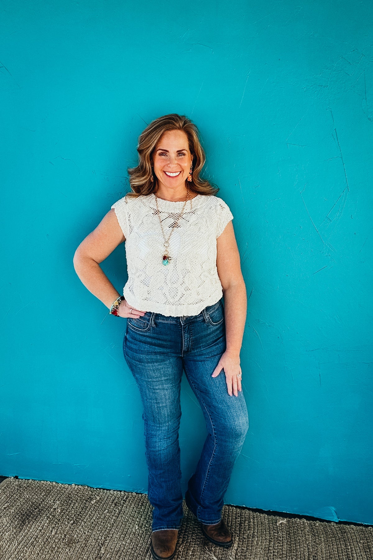 Callie Boho Chic Crochet Knit Top