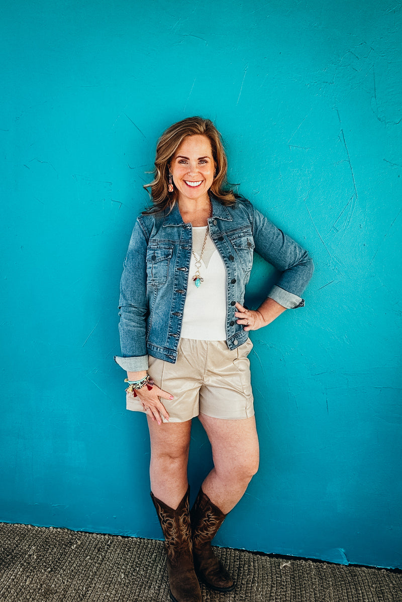 Carrie Bone Vegan Leather Shorts