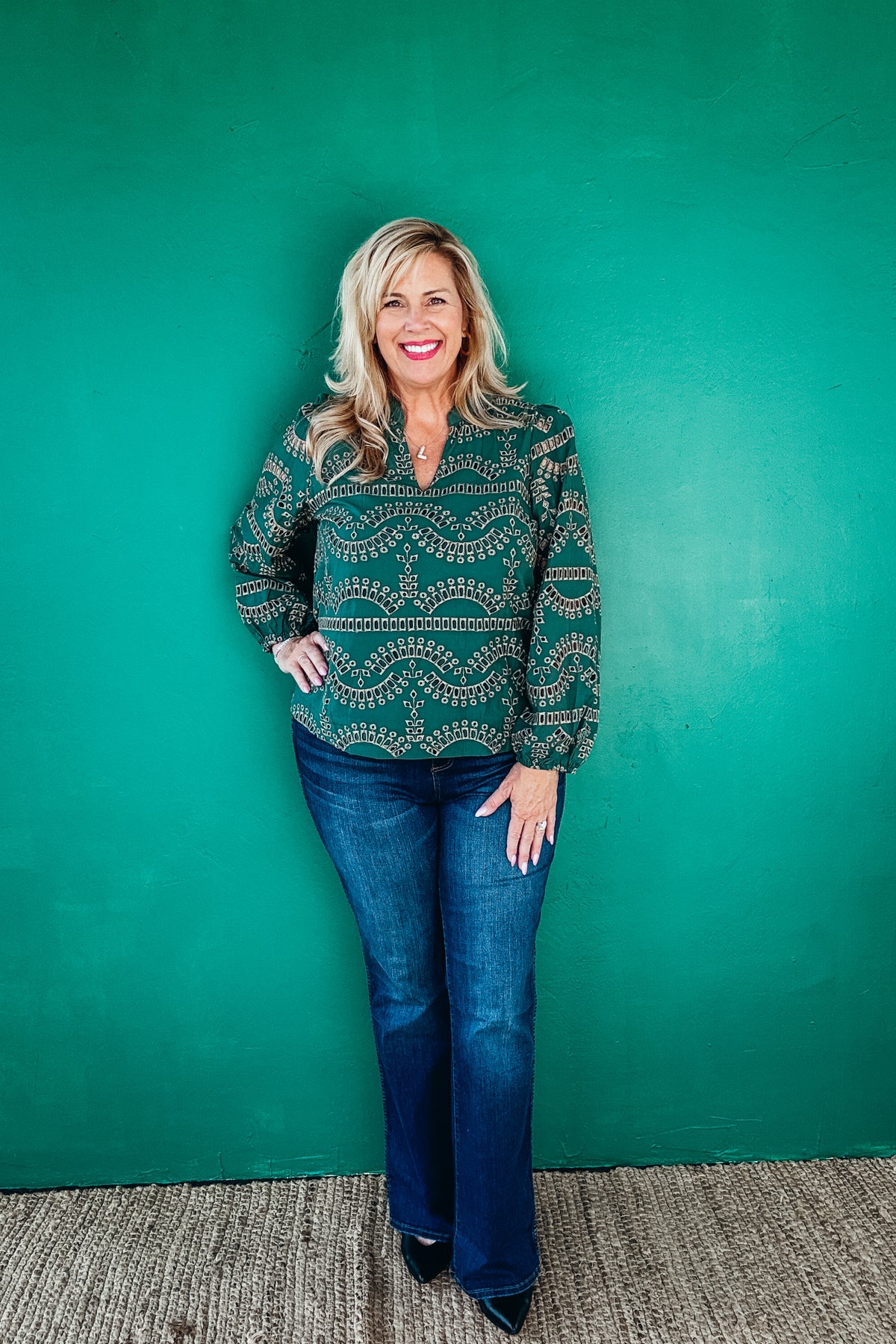 Vera Eyelet Long Sleeved Top