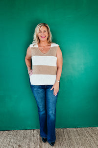 Berniece Scoop Neck Striped Sweater Tank