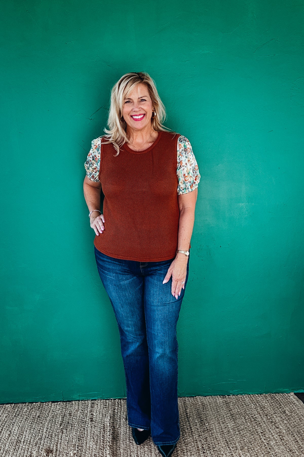 Camila Print Sleeve Knitted Blouse