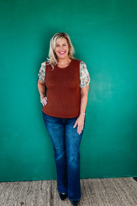 Camila Print Sleeve Knitted Blouse