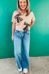 Meg Fab Ab Wide Leg Raw Hem Jeans in Regent