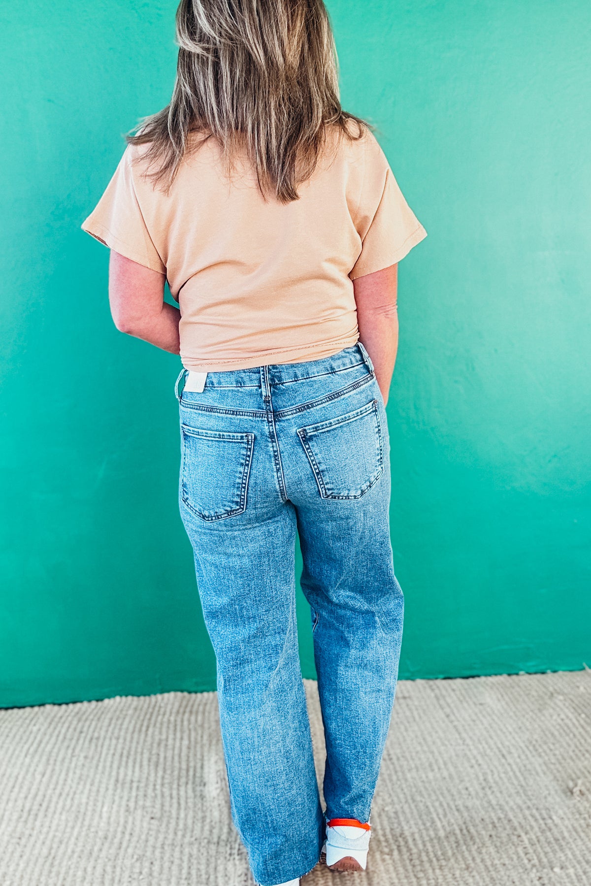 Meg Fab Ab Wide Leg Raw Hem Jeans in Regent