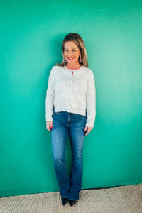 Tatum Wool Blend Melange Cropped Cardigan