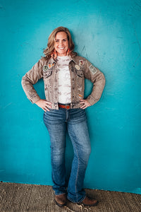 Savannah Antique Washed Western Patch Denim Jacket