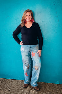 V Neck Fitted Light Sweater