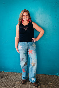 Indie Sweetheart Neck Knit Tank in Black