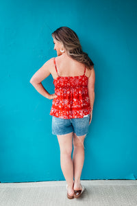 Daisy V Neck Lace Trim Paisley Print Cami Tank Top