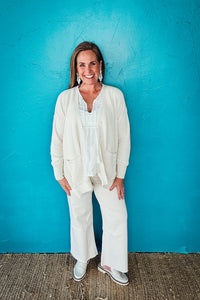 Lillian Button-down Cardigan With Contrast Weave