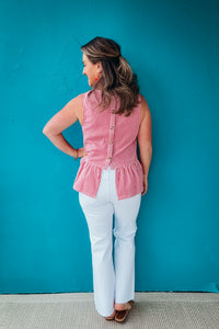 Annie Stripe Button Back Closure Top