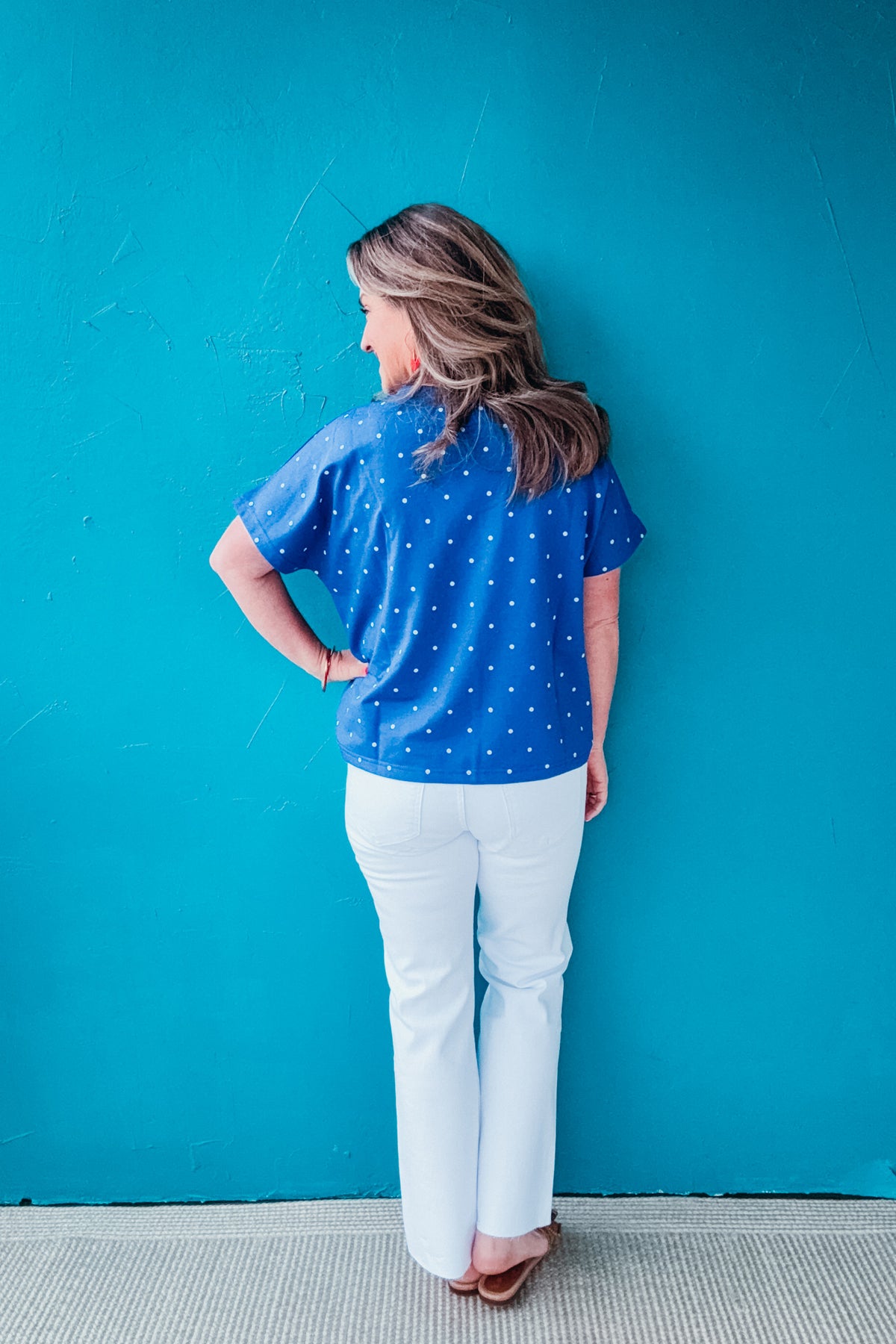 Dakota 4th Of July America Patch Polka Dot Knit Top
