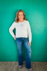 Tatum Wool Blend Melange Cropped Cardigan